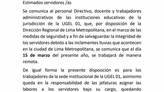Comunicado: sobre el trabajo remoto en las entidades públicas de lima metropolitana