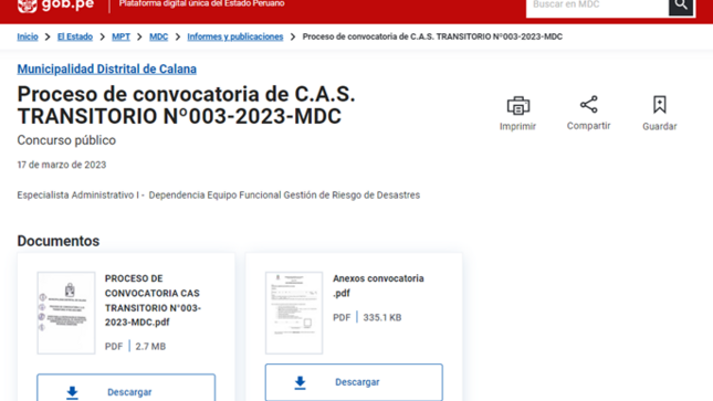 PUBLICACIÓN DE CONVOCATORIA
