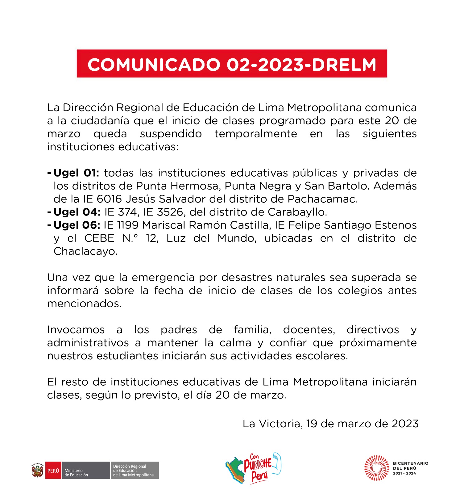 COMUNICADO DRELM