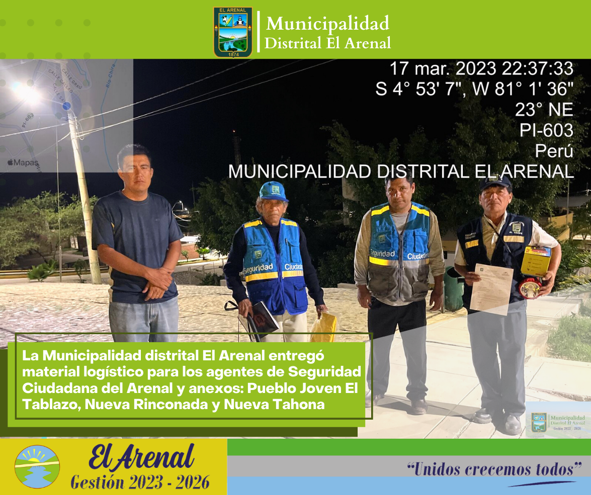 Foto de los agentes de Seguridad Ciudadana con el material de logística entregado.