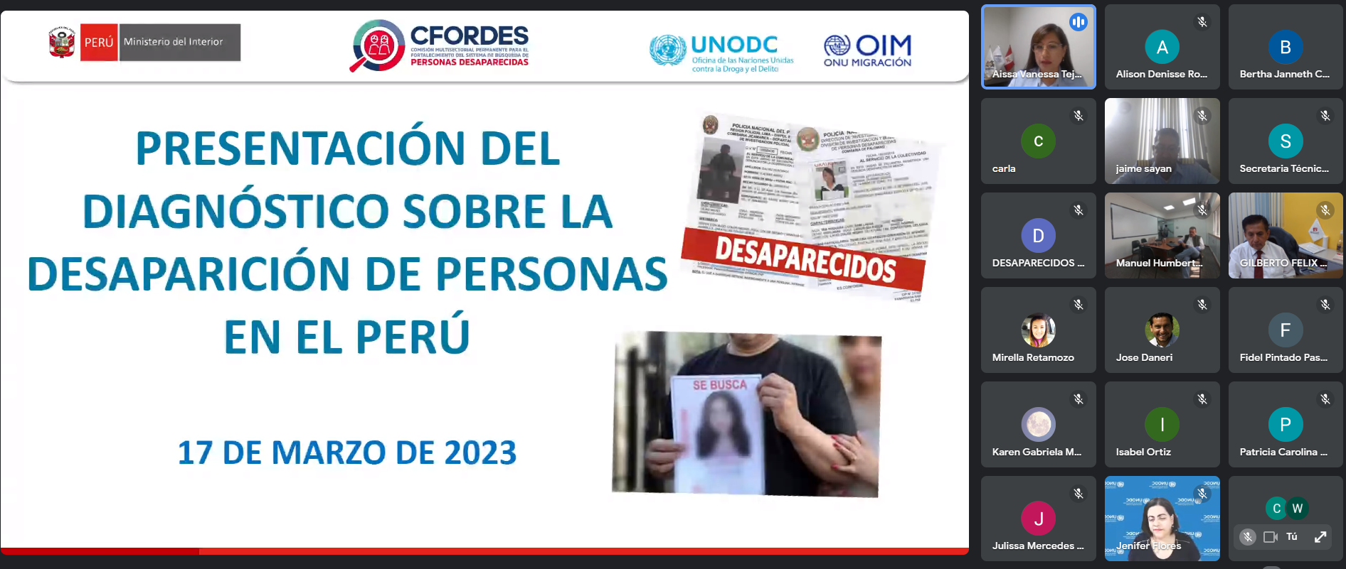 Pantallas de conversación en videoconferencia