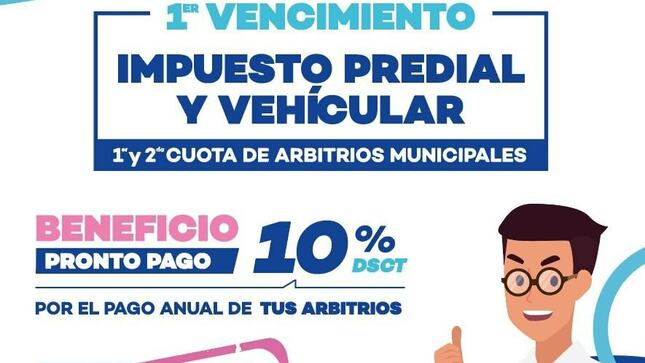 Obtén un 𝟭𝟬% 𝗱𝗲 𝗱𝗲𝘀𝗰𝘂𝗲𝗻𝘁𝗼 por el pago anual de arbitrios.