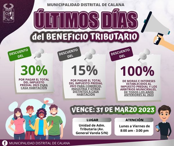 Últimos días del Beneficio Tributario 2023