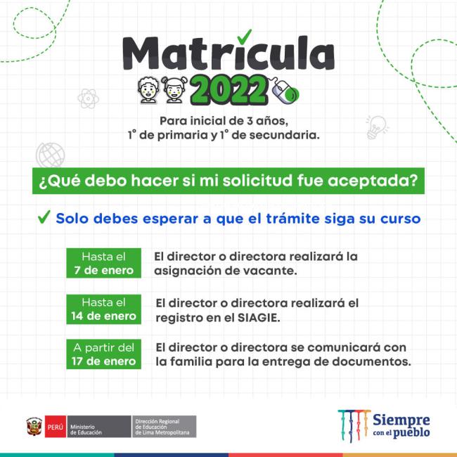 Matrícula 2022 ¿qué debo hacer si mi solicitud fue aceptada?