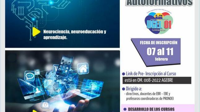 Inscríbete a los cursos virtuales autoformativos de ugel 01