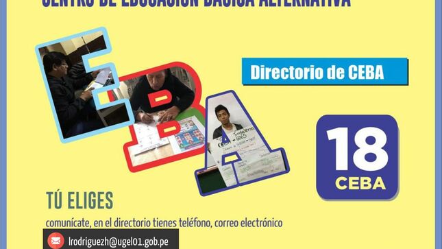 Termina de estudiar en un ceba de la ugel 01
