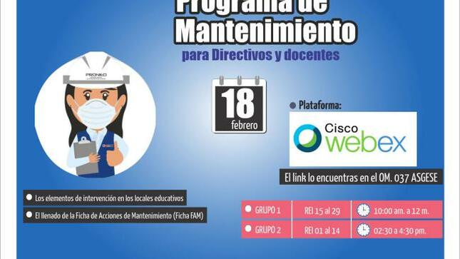 Asistencia técnica en el programa de mantenimiento 2022 para los directivos y/o docentes