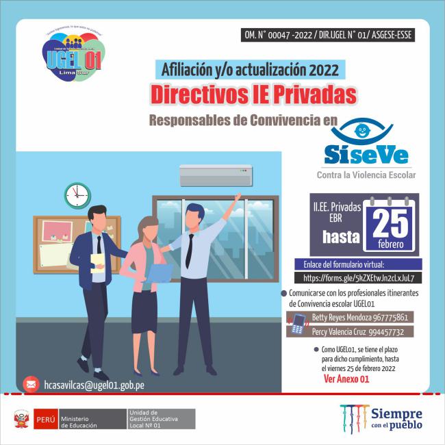 Afiliación y/o actualización de directivos de ie privadas ebr y sus responsables de convivencia en el portal siseve
