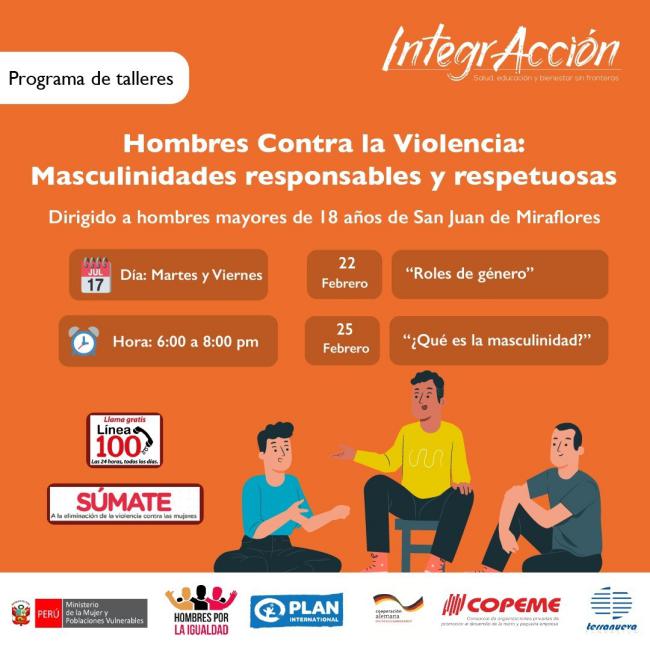 Talleres hombres contra la violencia: masculinidades responsables y respetuosas