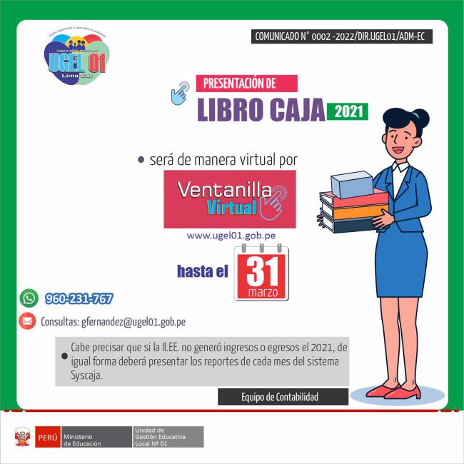 Presentación de libro caja del año 2021 por ventanilla virtual