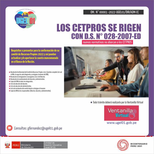 Los cetpros se rigen con el decreto supremo n° 028-2007-ed