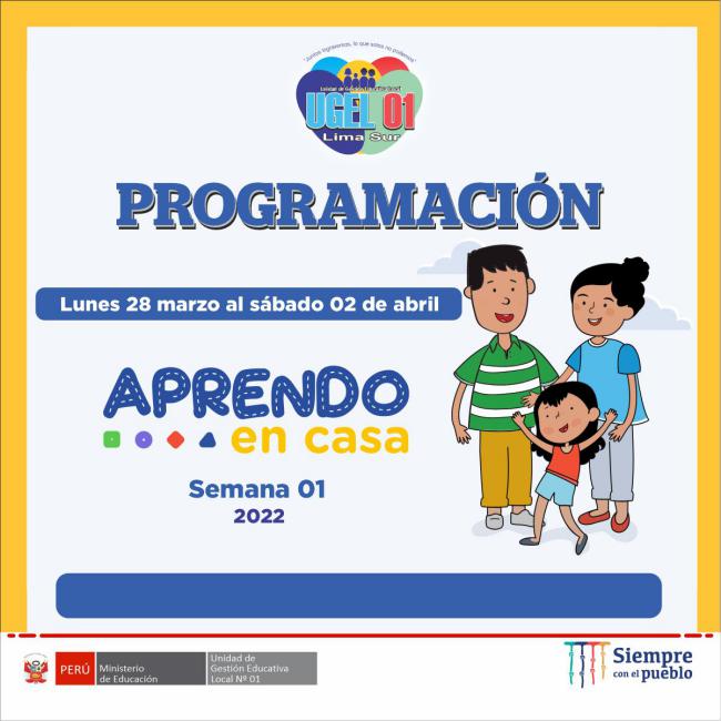 Programación de aprendo en casa del 28 marzo al 02 de abril 2022