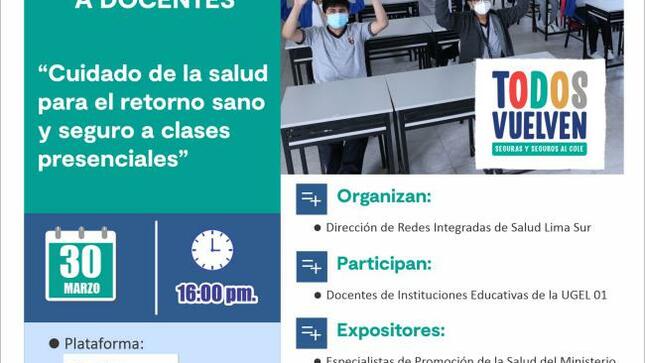 Asistencia técncia: cuidado de la salud para el retorno sano y seguro a clases presenciales