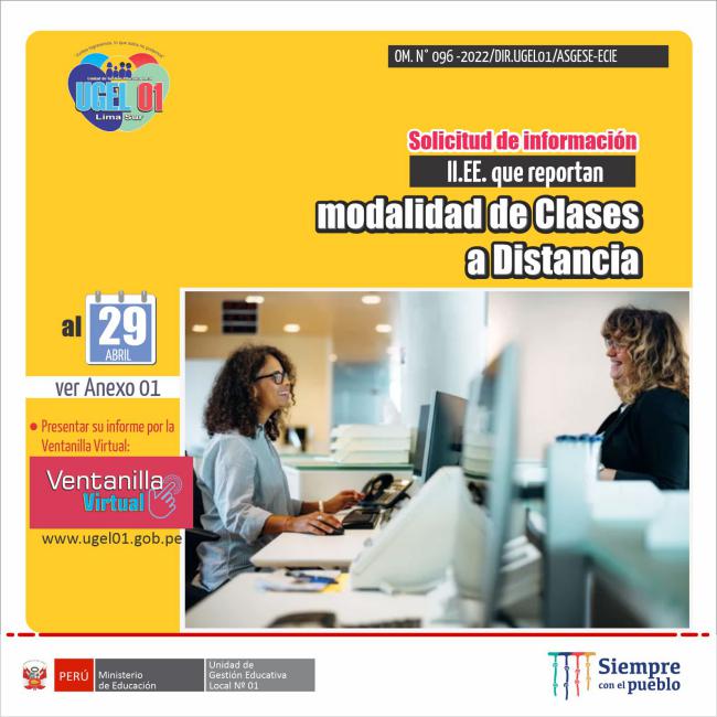 Solicitud de información sobre las instituciones educativas que reportan modalidad de clases a distancia
