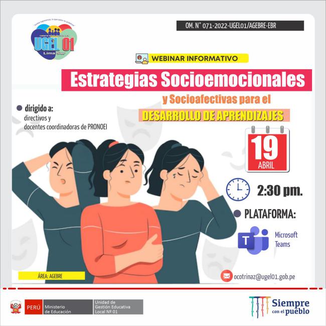 Videoconferencia “estrategias socioemocionales y socioafectivas para el desarrollo de aprendizajes