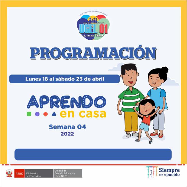 Programación de aprendo en casa del 18 al 23 de abril 2022