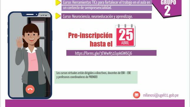 Convocatoria: pre-inscripción grupo 2 cursos virtuales ugel 01