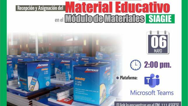 Iv asistencia técnica recepción y asignación del material educativo en el módulo de materiales siagie