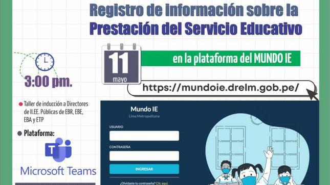 Registro de información sobre la prestación del servicio educativo en la plataforma mundo ie