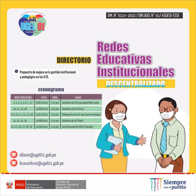 Directorio descentralizado de redes educativas institucionales ugel uno