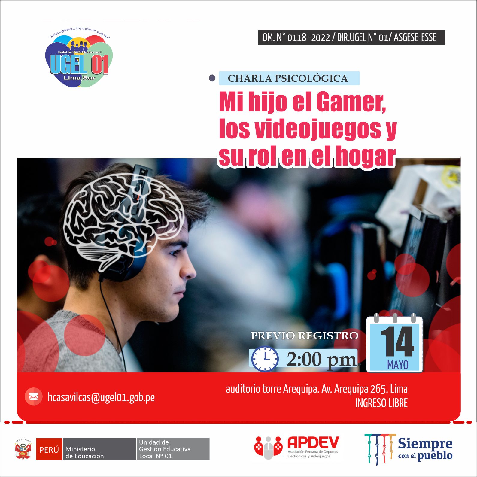 Charla psicológica mi hijo el gamer