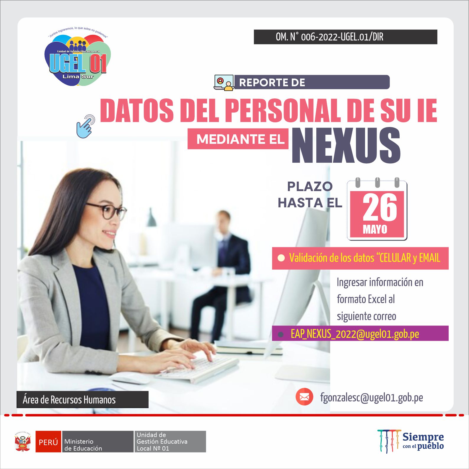 Reporte de datos del personal de su ie mediante el nexus
