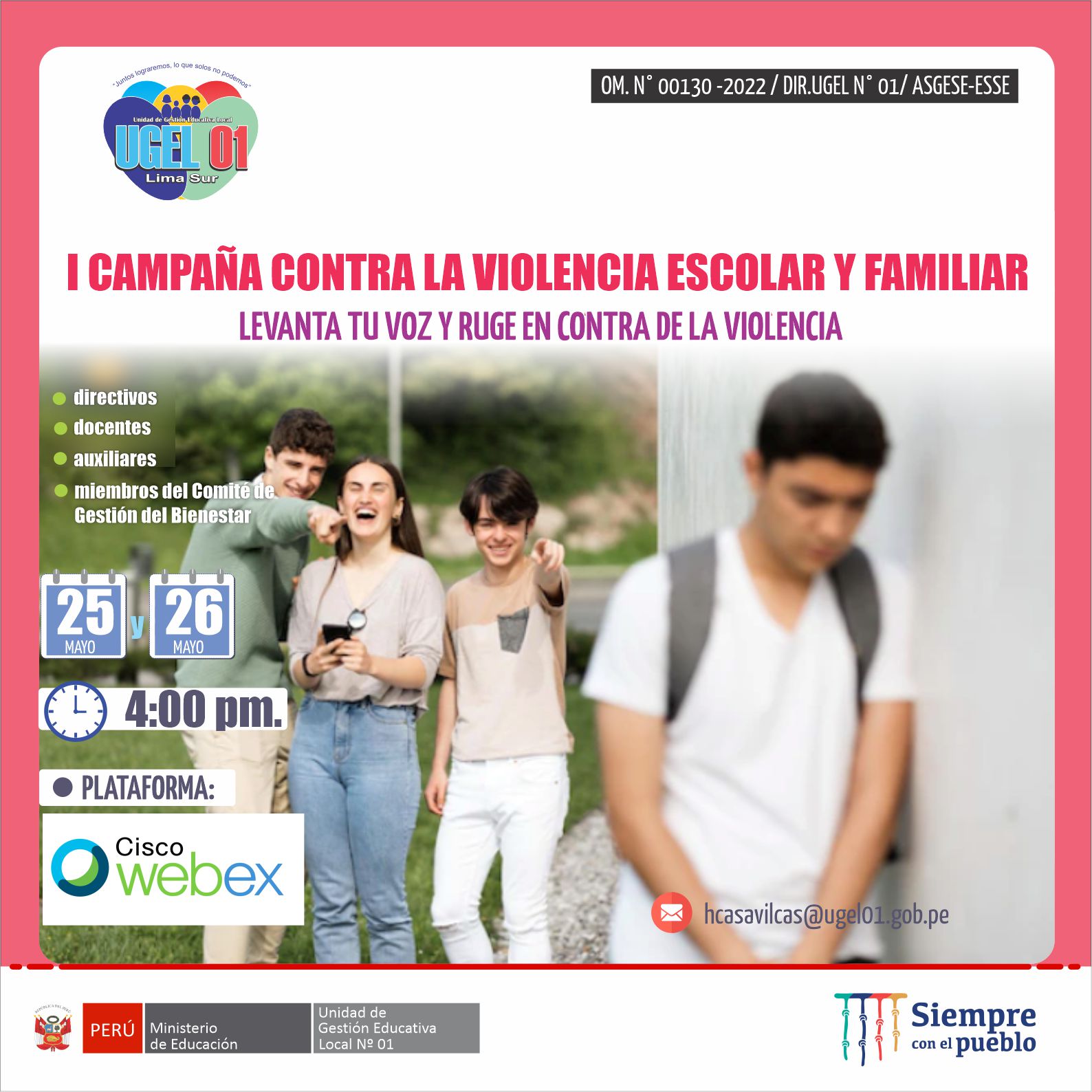 I campaña contra la violencia escolar y familiar levanta tu voz y ruge en contra de la violencia