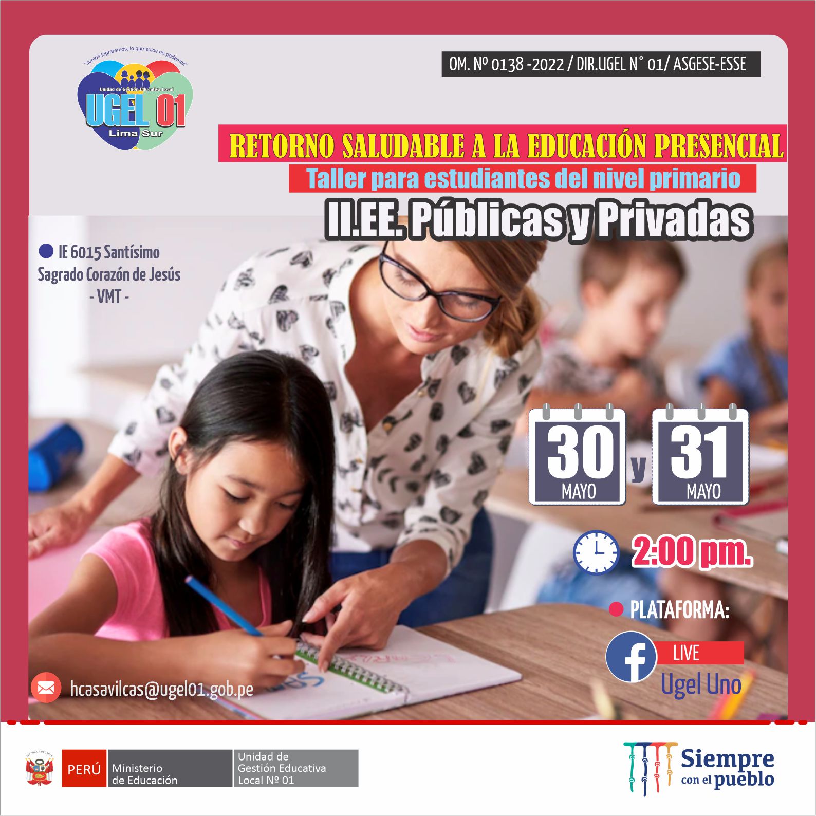 Taller retorno saludable a la educación presencial para estudiantes del nivel primario de ii.ee. públicas y privadas