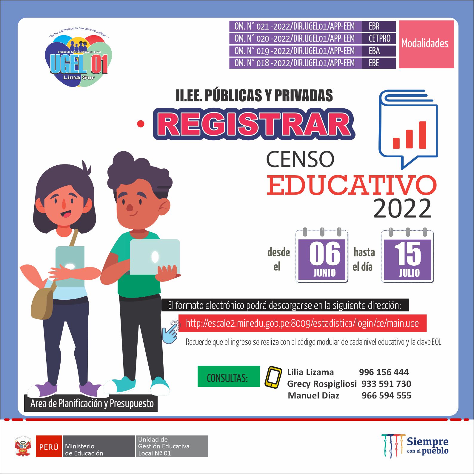 Registro del censo educativo 2022 del 6 de junio hasta el 15 de julio