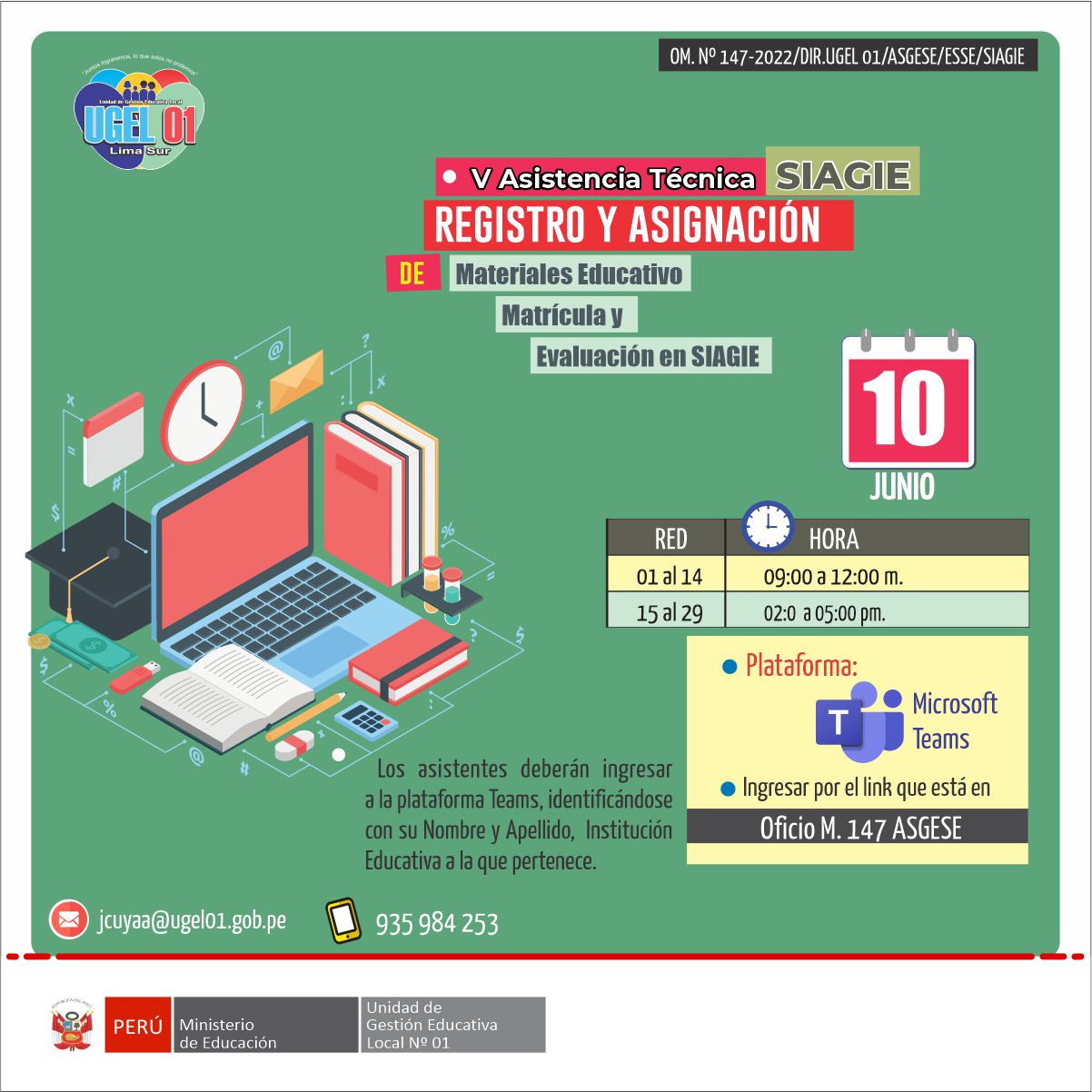 V asistencia técnica siagie–2022 registro y asignación de materiales educativo