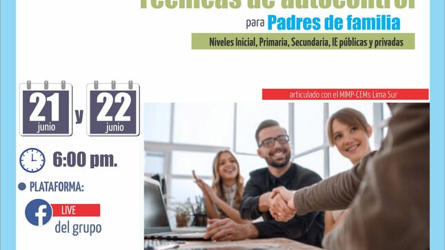 Taller sobre técnicas de autocontrol para padres de familia de los niveles de inicialprimaria y secundaria de ii.ee. públicas y privadas