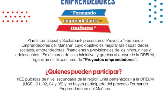 Plan international y scotiabank lanzan concurso de emprendimientos escolares