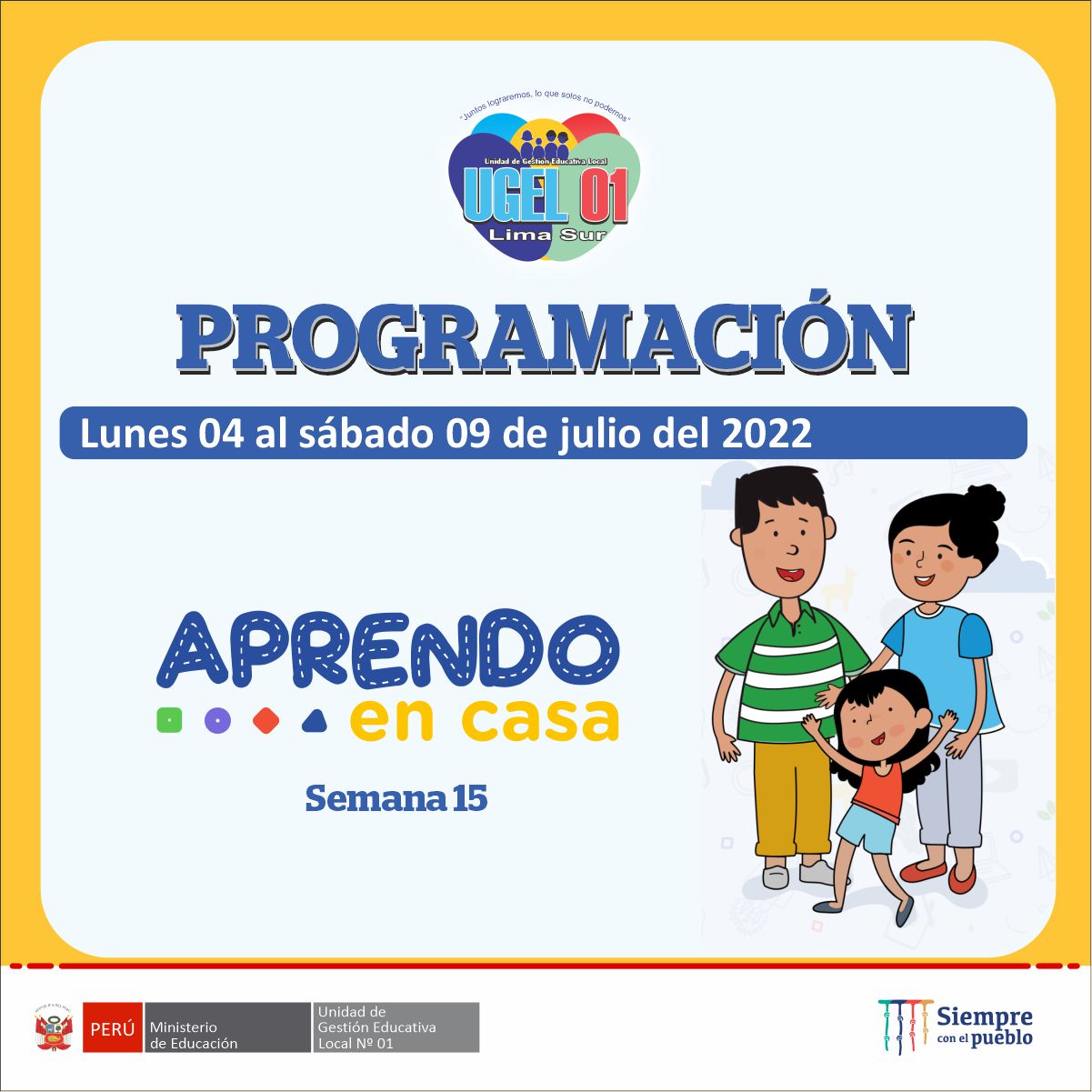 Programación de aprendo en casa del 04 al 09 de julio 2022