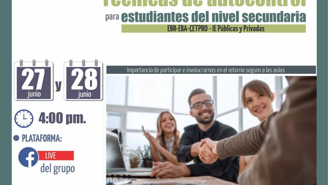 Taller sobre técnicas de autocontrol para estudiantes de secundaria de eba