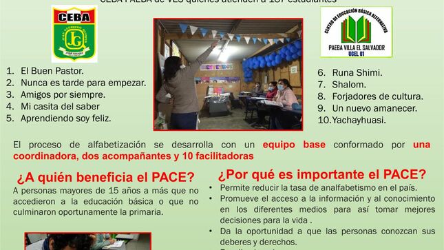 Programa de alfabetización y continuidad educativa (pace)