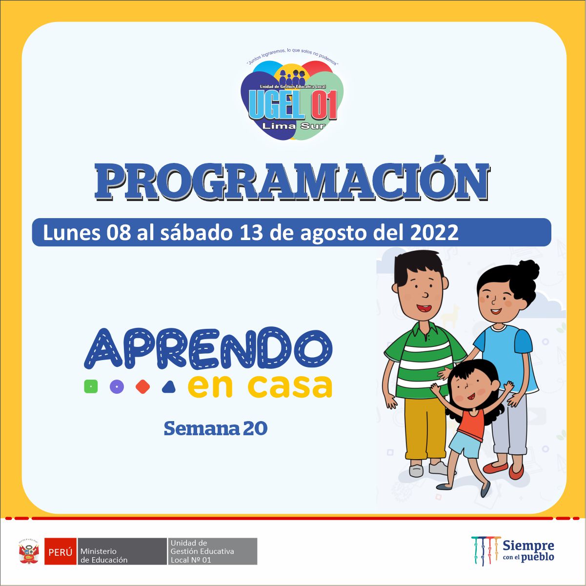 Programación de aprendo en casa del 08 al 13 de agosto 2022