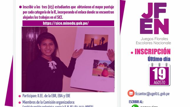 Inscripciones a juegos florales escolares nacionales202 hasta 19 agosto