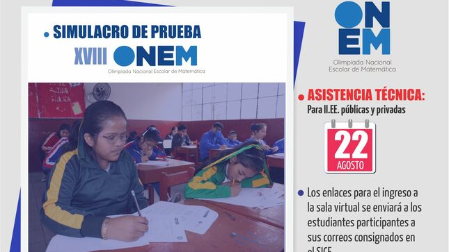 Simulacro de prueba xviii olimpiada nacional escolar de matemática onem 202 este 22 agosto