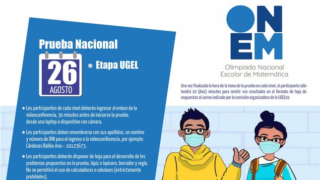 Prueba nacional xviii olimpiada nacional escolar de matemática onem 2022 etapa ugel