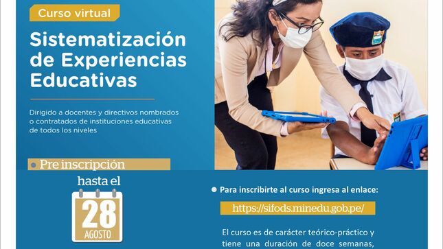 Inscripción al curso virtual auto formativo sistematización de experiencias educativas
