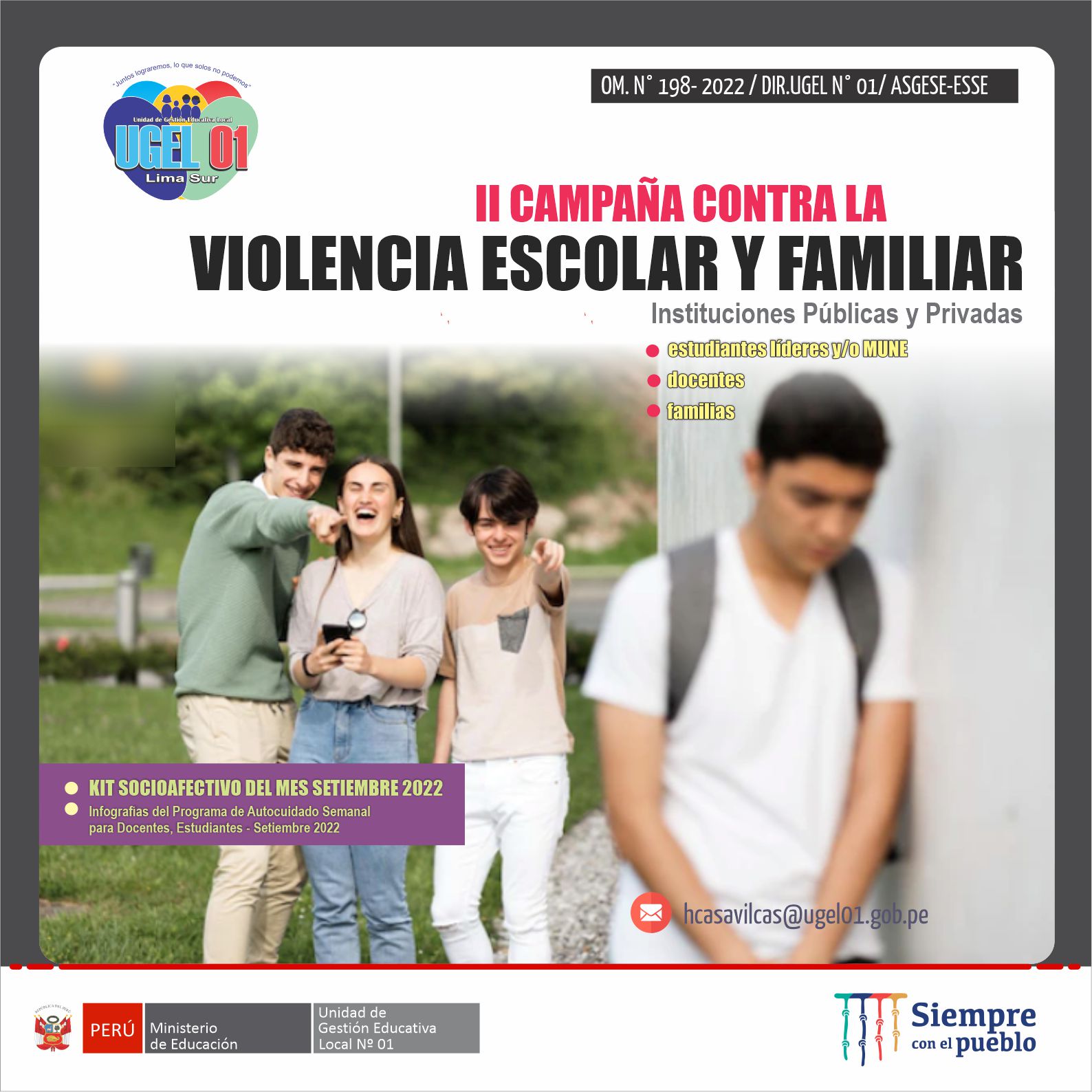 Ii campaña contra la violencia escolar y familiar - programa de autocuidado semanal y kit socioafectivo - setiembre