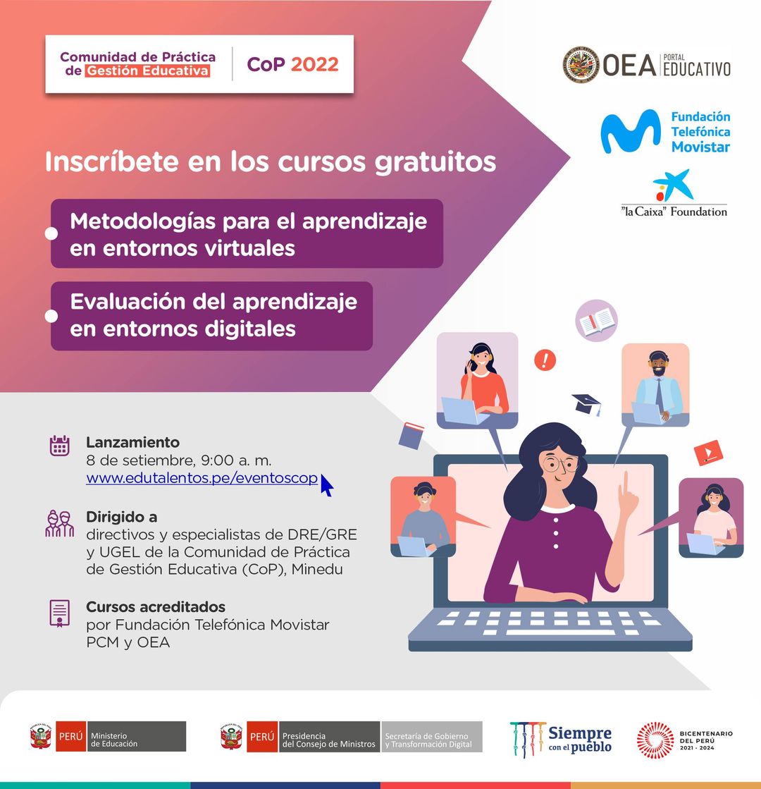 Minedu invita a los funcionarios de ugel a participar del lanzamiento cursos gratuitos con fundación telefónica