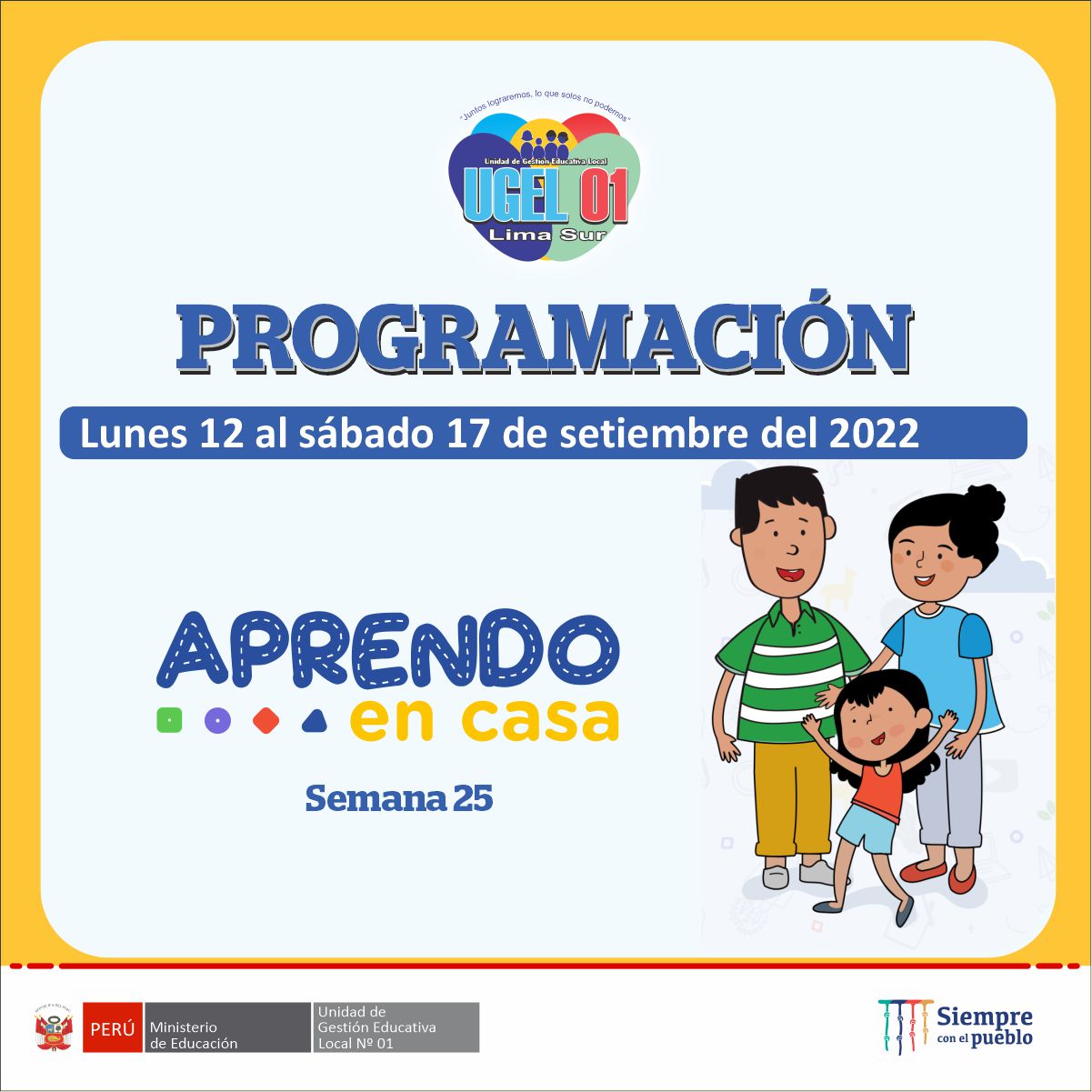 Programación de aprendo en casa del 12 al 17 de setiembre 2022