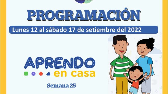 Programación de aprendo en casa del 12 al 17 de setiembre 2022