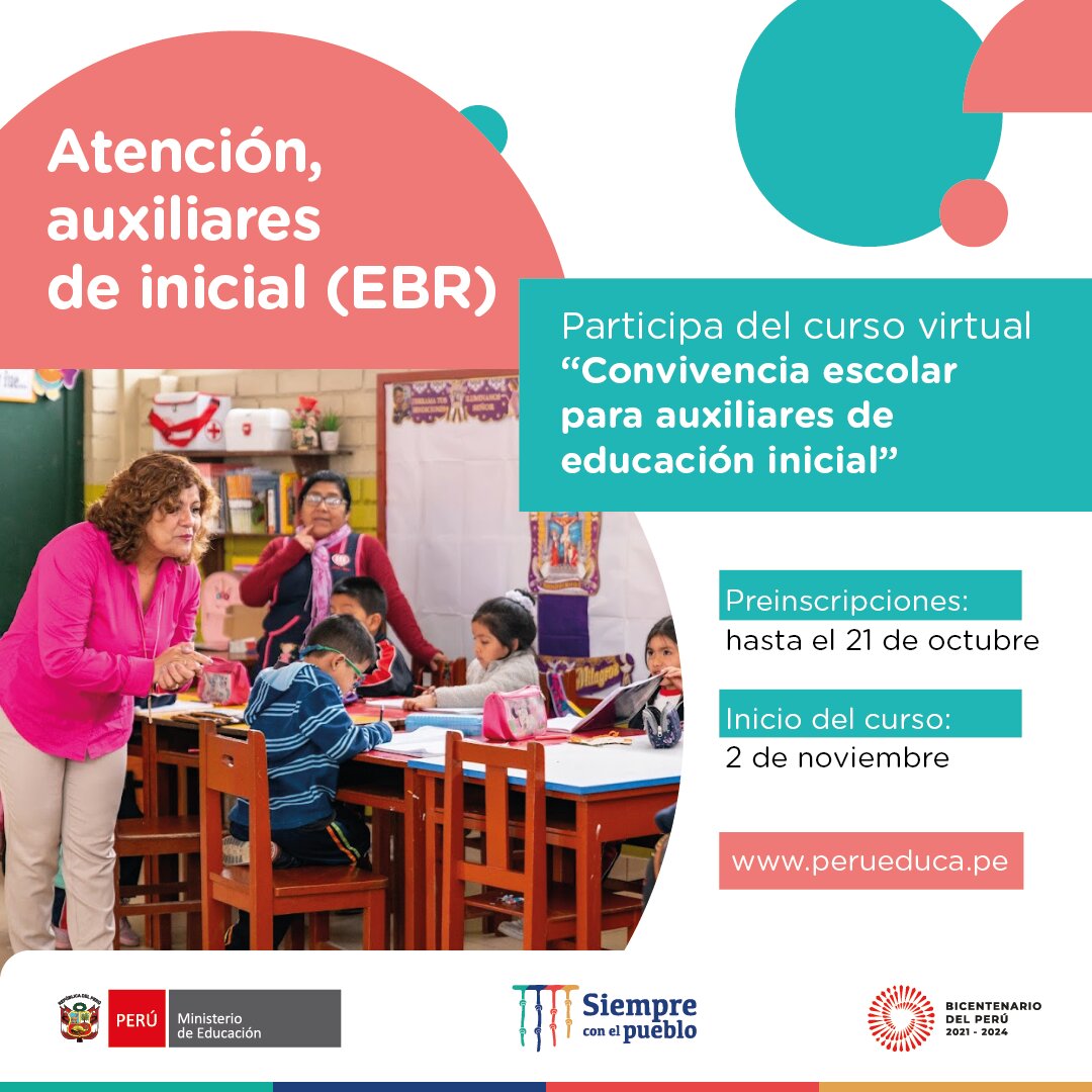 Curso virtual: convivencia escolar para auxiliares de educación inicial