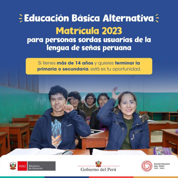 Matrícula 2023 en los centros de educación básica alternativa