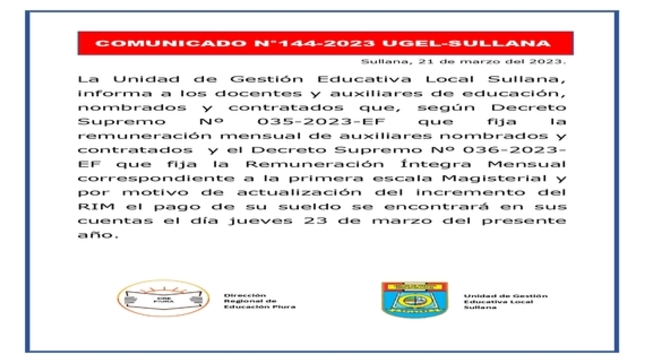Comunicado N°144