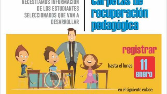 Se requiere información de estudiantes seleccionados por las ii.ee. que van a desarrollar las carpetas de recuperación pedagógica