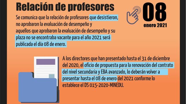 Relación de profesores para renovación sale 8 enero 2021