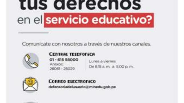 Canales de atención de la defensoría del usuario